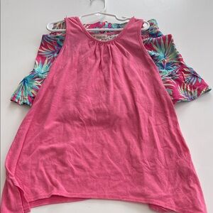 Tucker + Tate Bright Pink Tank with Wonder Nation Tropical Print shorts